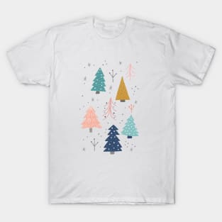 Winter Trees in Blue + Gold T-Shirt